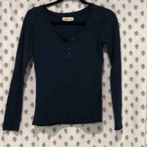 Navy blue long sleeve ribbed top